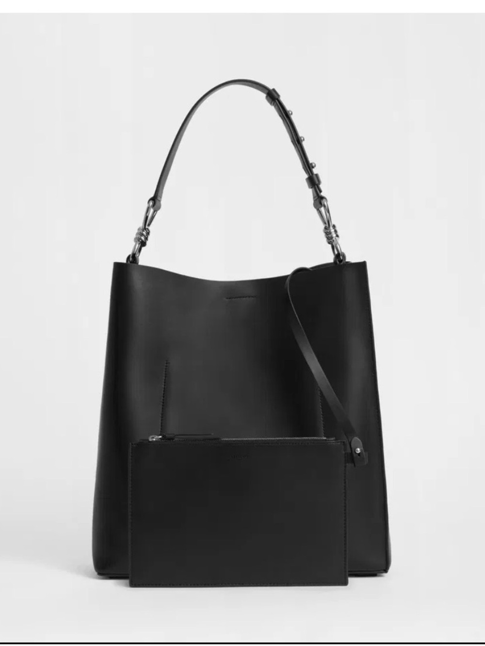 All Saints Captain Leather North South Tote Bag - Picture 4 of 11